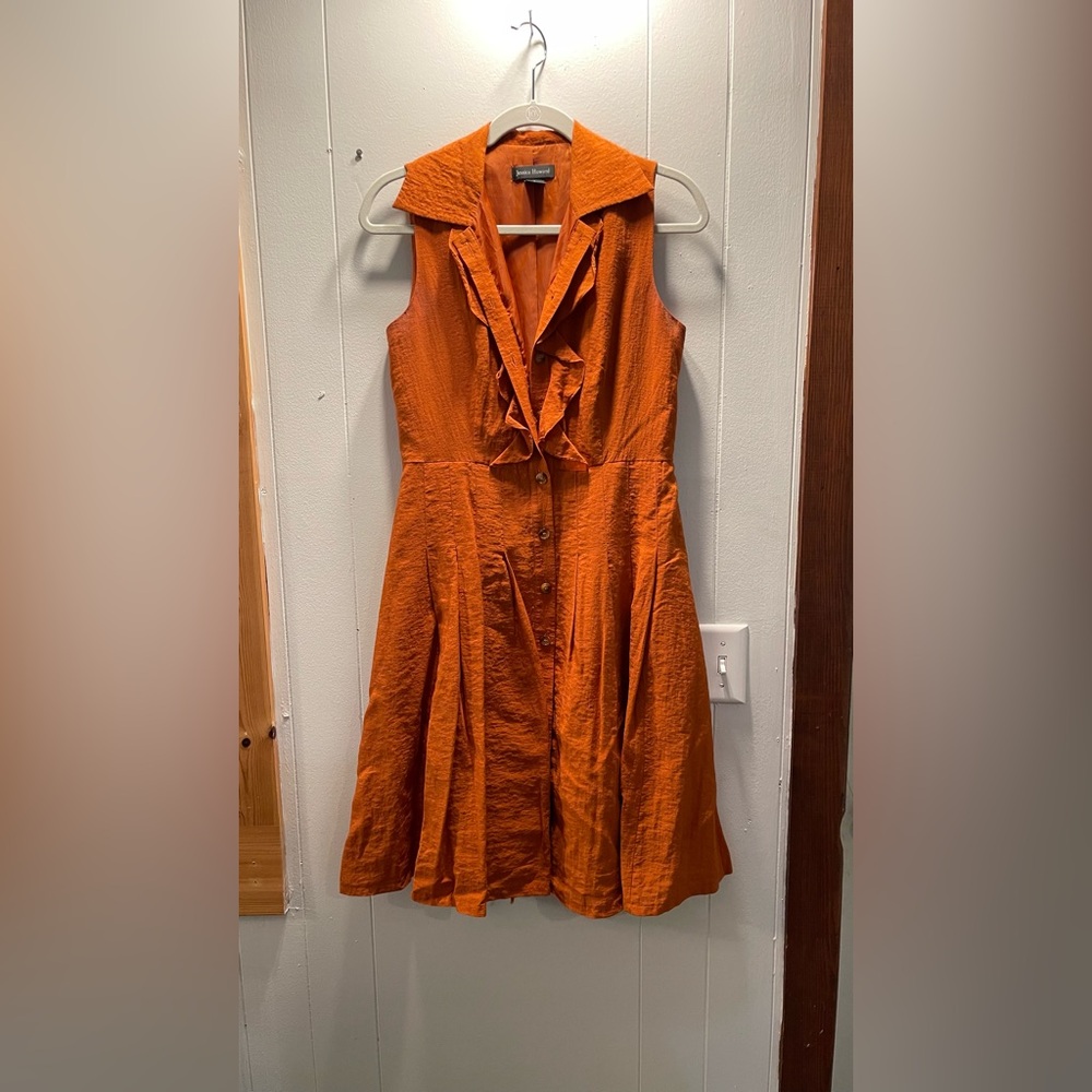 Jessica Howard Vibrant Orange Midi Dress - Size 6